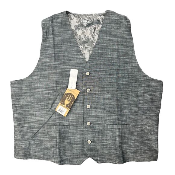 Chef Works Waitstaff Vest Mens 2XL XXL Gray Button Up Urban Collection Server - Picture 1 of 11